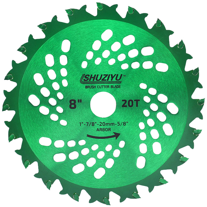 LSHUZIYU 205mm-20T, 25.4mm Dorn mit Adapter 22.23-20-16mm, Grosse Hartmetallspitze, Freischneiderkli