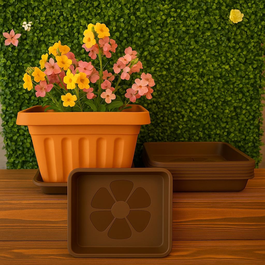 Home Garden Ornaments Untersetzer Blumentopf Eckig Dunkelbraun 29x29cm Set of 5 – Dauerhaft Blumento