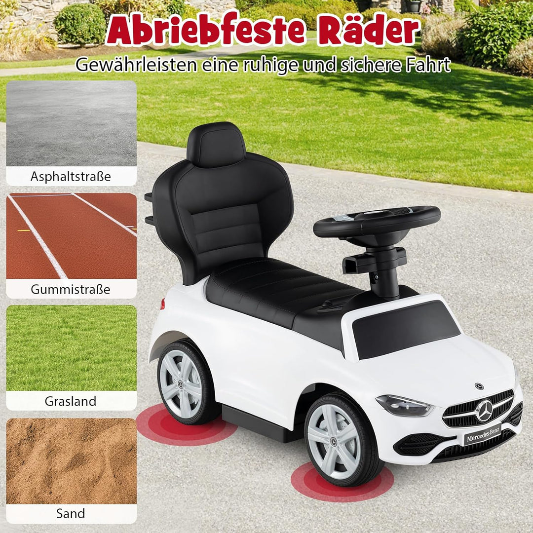 GOPLUS 3 in 1 Schiebeauto, Rutschauto Mercedes-Benz mit verstellbarem Verdeck und Stauraum unter dem
