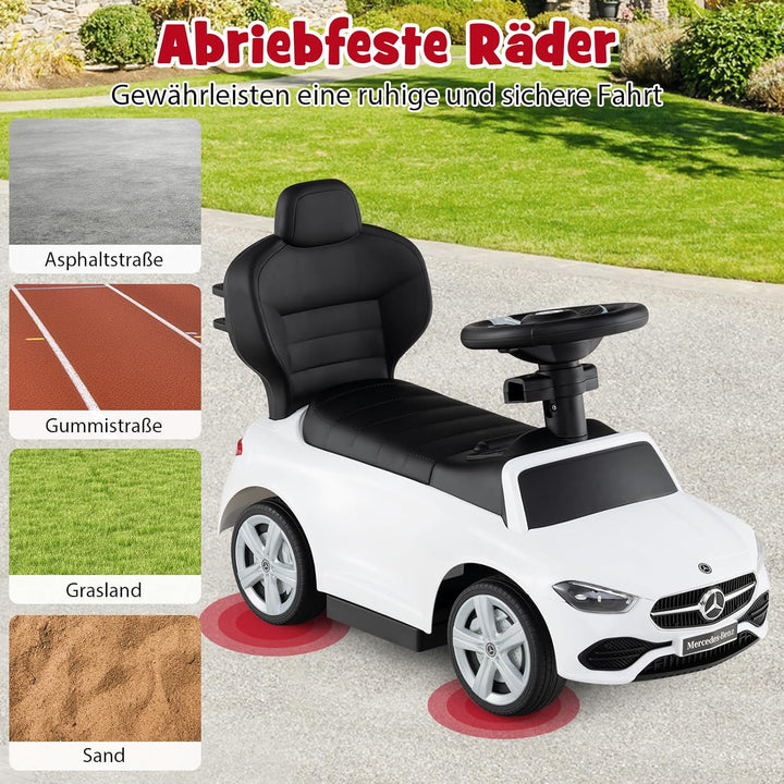 GOPLUS 3 in 1 Schiebeauto, Rutschauto Mercedes-Benz mit verstellbarem Verdeck und Stauraum unter dem