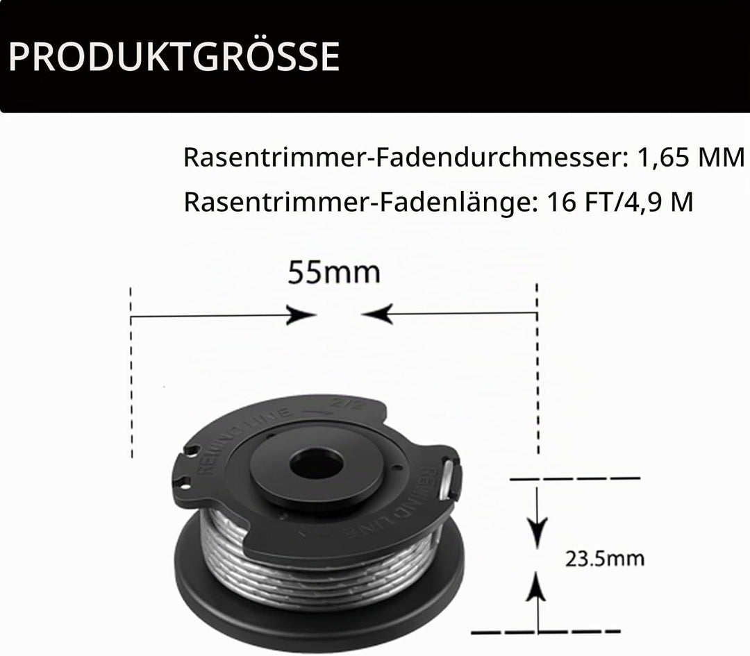 10 Stück Bosch Ersatzspule Set für Rasentrimmer, 0,165 cm x 4.9 m, kompatibel mit Akku-Rasentrimmer