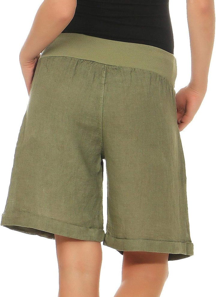 Malito Damen Bermuda aus Leinen | Shorts für den Strand | lässige Kurze Hose | Pants - Hotpants 8024