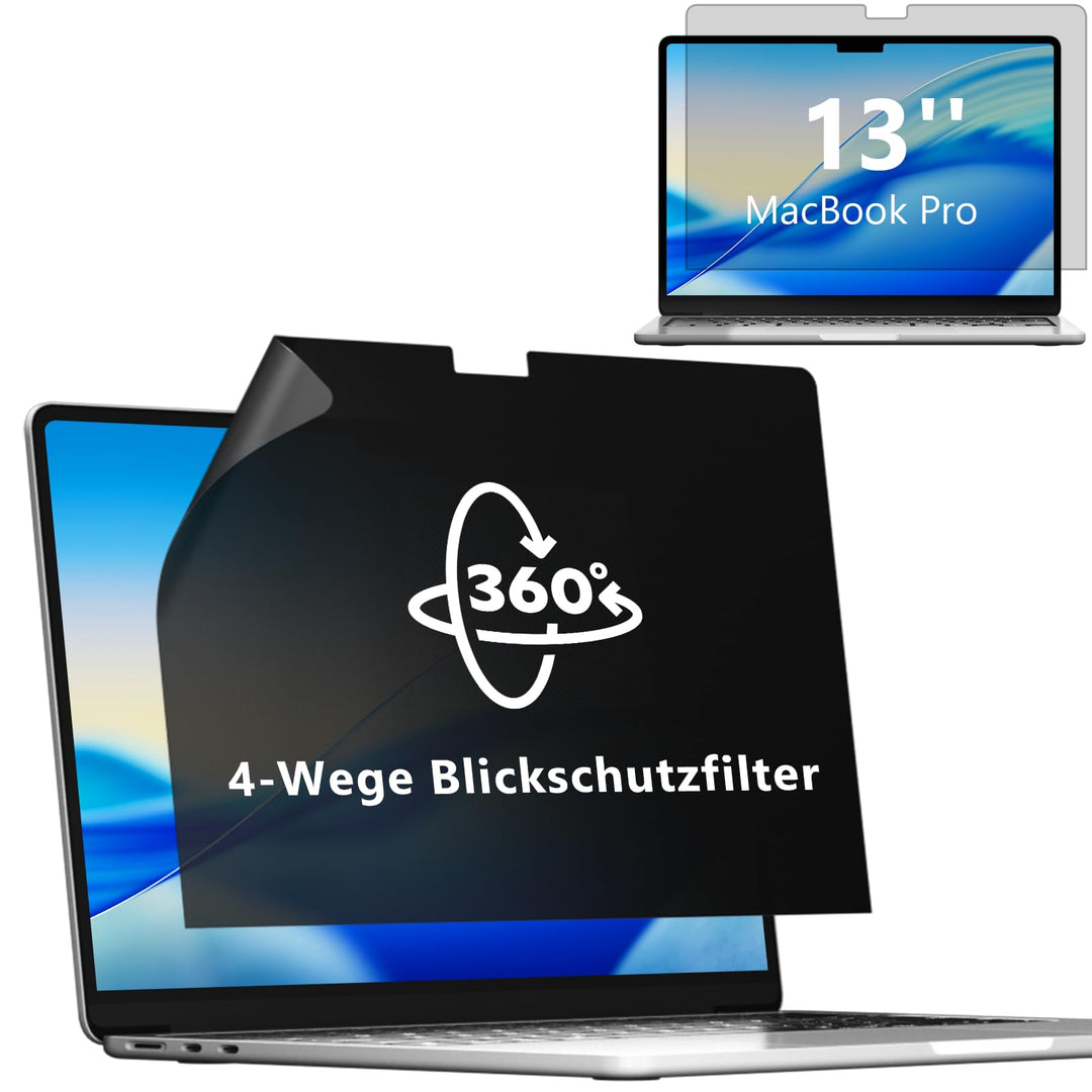 Mamol 360° Sichtschutz für Macbook Pro 13 Zoll (2016-2022, M1, M2) & Air 13 Zoll (2018-2021, M1), 4-