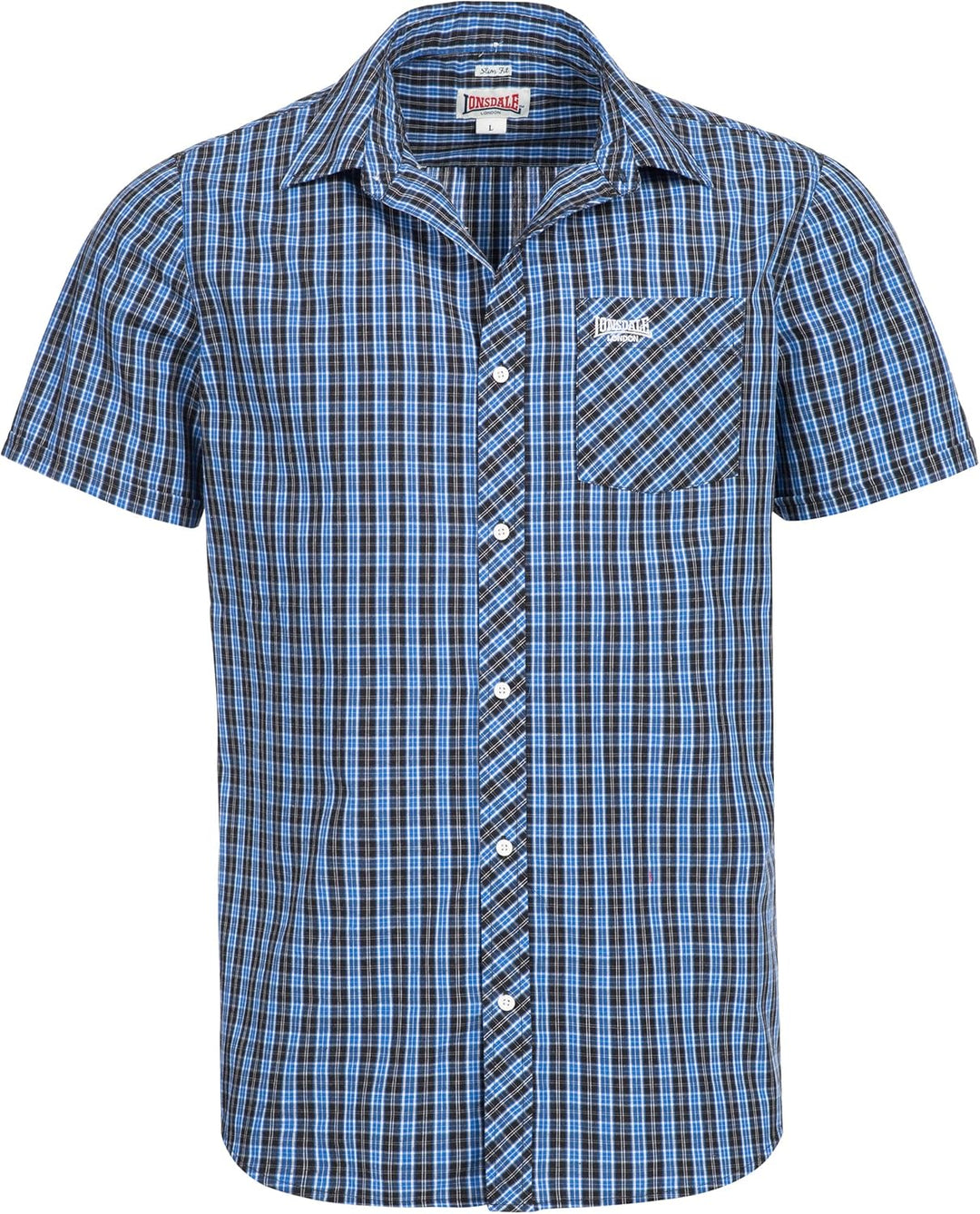 Lonsdale Brixworth Kurzarmhemd Hemd L Blue/White/Black, L Blue/White/Black