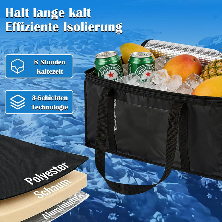 60L Kühltasche Gross, Oxford Kühltasche Faltbar Isoliertasche, Thermotasche Picknicktasche, für Eink