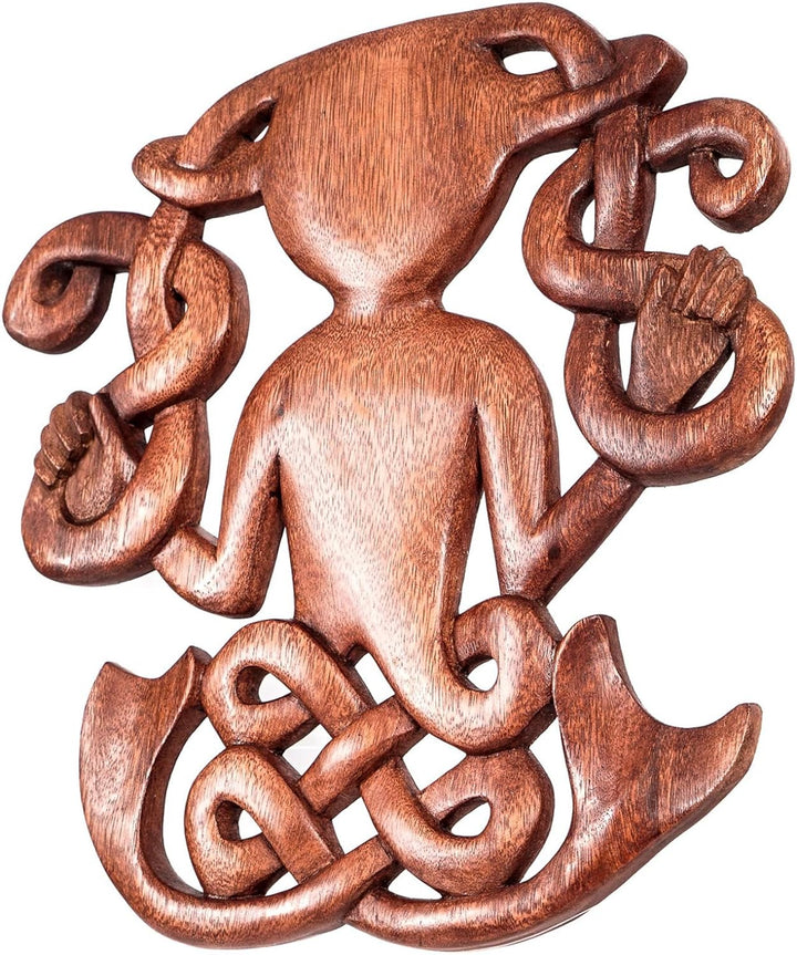 Windalf Celtic Irish Holzbild CERNON 31 cm Cernunnos Wand Deko Wandrelief Nordisch Skandinavisches H