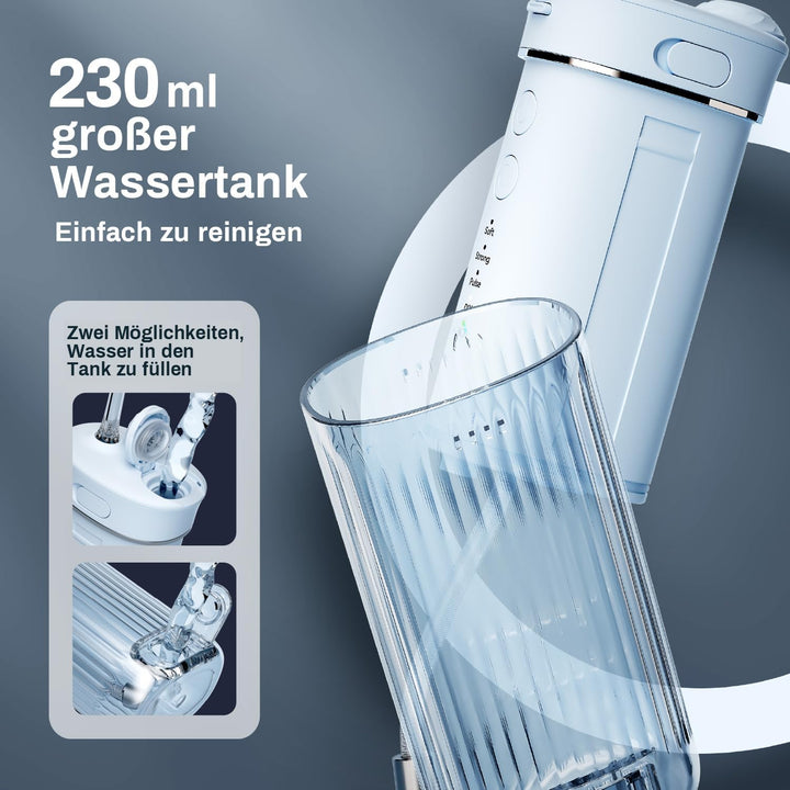 JTF Munddusche Mini, Tragbar Elektrische Zahnreinigung Kabellos, Reise Zahnzwischenraumreiniger mit