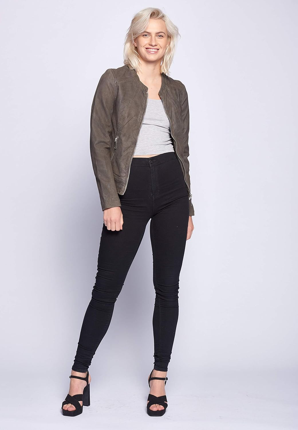 MAZE Damen Lederjacke Mabel L shadow, L shadow