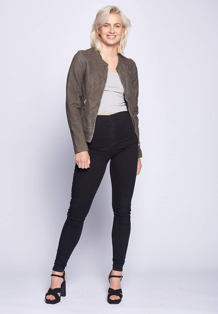 MAZE Damen Lederjacke Mabel L shadow, L shadow