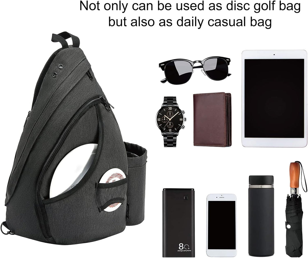 MOYAQI Disc Golf Tasche mit Retriever Halter und Aufbewahrungstaschen, Disc Golf Rucksack mit 8-10 D