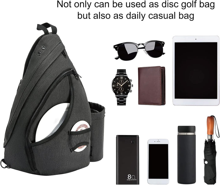MOYAQI Disc Golf Tasche mit Retriever Halter und Aufbewahrungstaschen, Disc Golf Rucksack mit 8-10 D