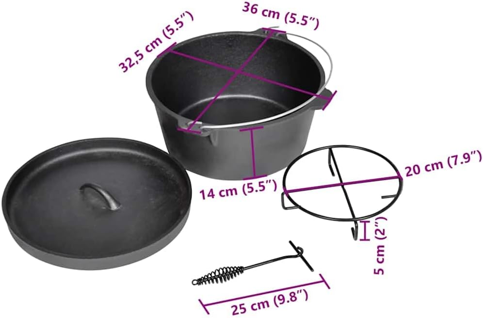 vidaXL Dutch Oven 9 QT, Topf, Kochtopf aus Gusseisen, Gusstopf, Bräter