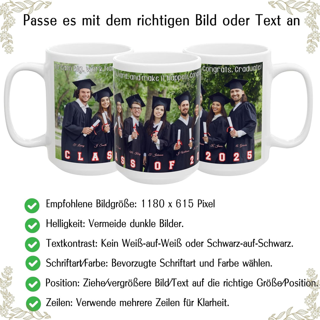 Individuelle Tasse mit Bild oder Text Ihrer Uploads, personalisierte Tasse, mikrowellen- und spülmas