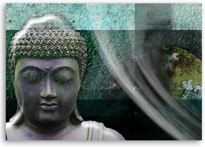 Leinwandbild XXL Buddha Wandbild Kunst Abstrakt Grün 120x80 cm M14699 120x80 cm, M14699 120x80 cm