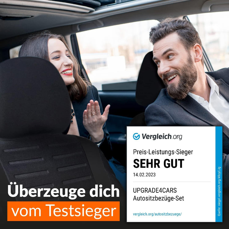 Upgrade4cars Autositzbezüge Set Universal | Auto-Schonbezüge für die Vordersitze & Rückbank in Schwa