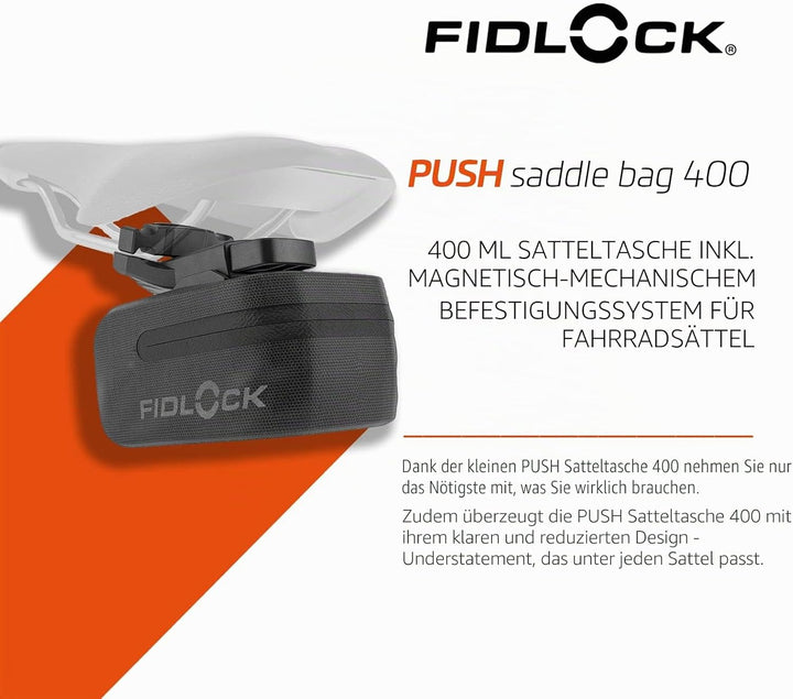 Fidlock Unisex – Erwachsene Push Saddle Bag 400 Fahrradtasche, Schwarz, 400ml, 400ml