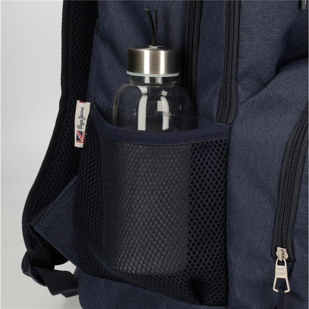 Pepe Jeans Aidan Compact Rucksack, 2 Räder, Blau, 33 x 44 x 21 cm, Polyester, 30,49 l Rucksack mit R