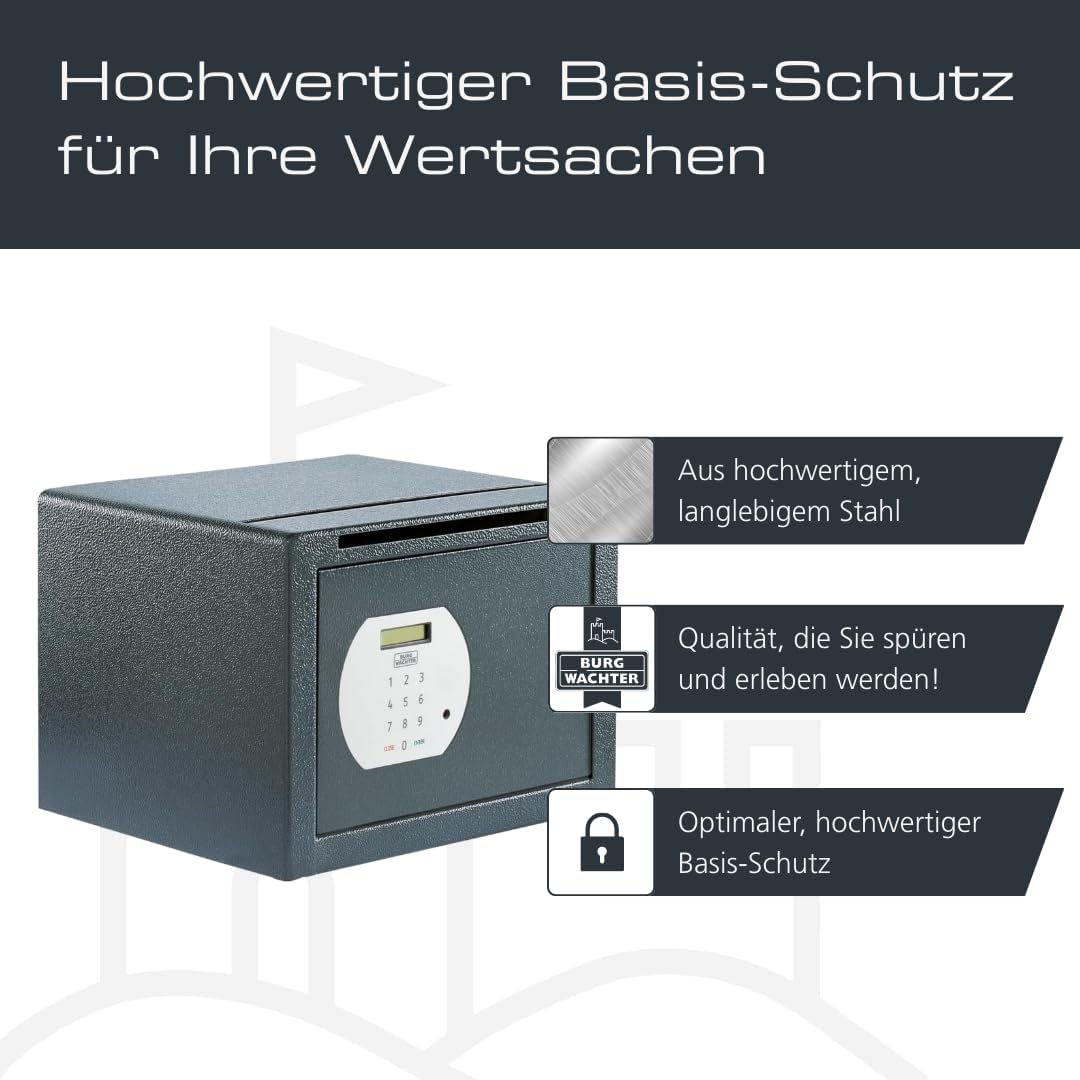 Burg-WÄCHTER Möbeltresor mit elektronischem Zahlenschloss und Einwurfschlitz, Inkl. Fachboden, Zur W