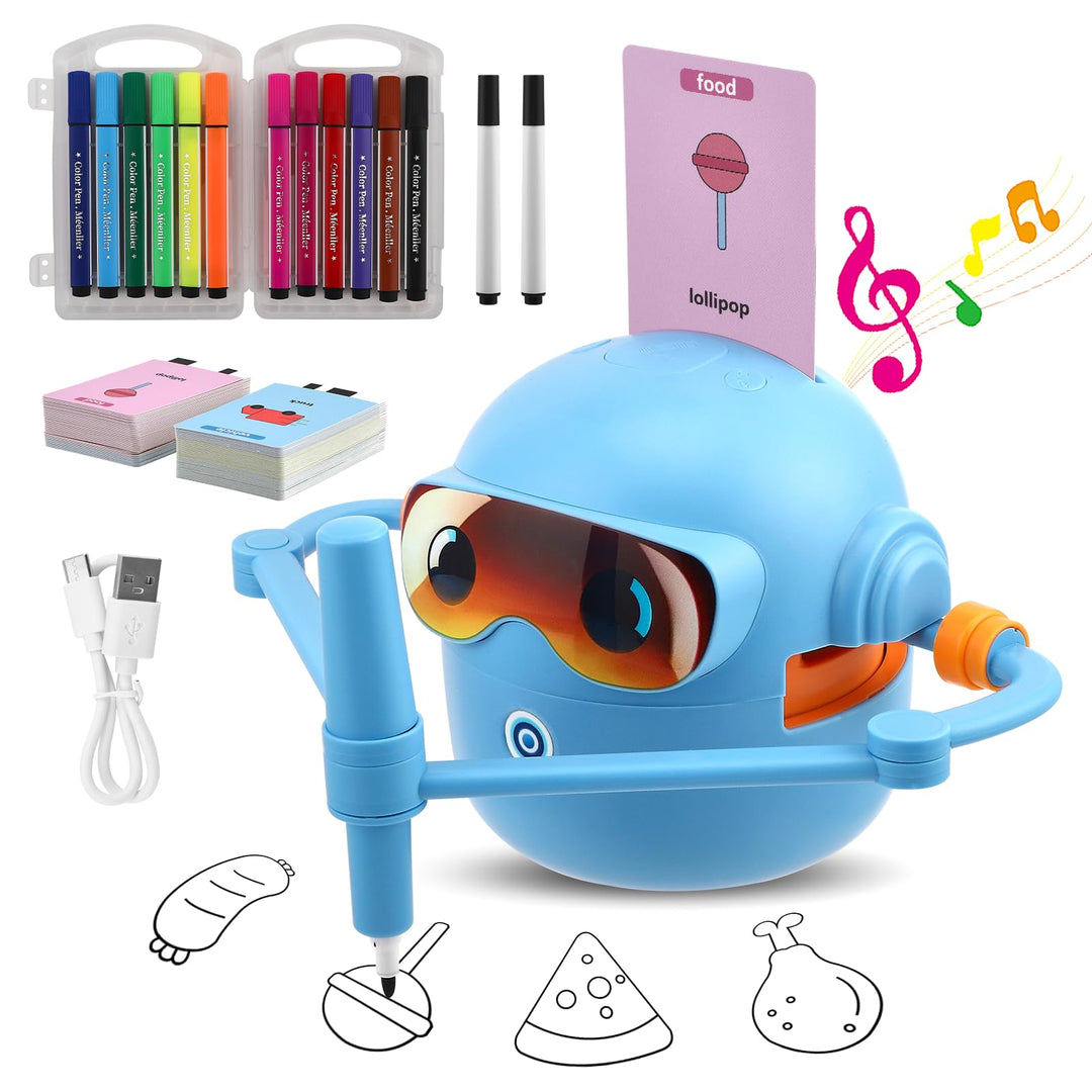 Malroboter für Kinder,Zeichenroboter Kinder mit 100 Karten Sprachinteraktion Interaktives Lernspielz