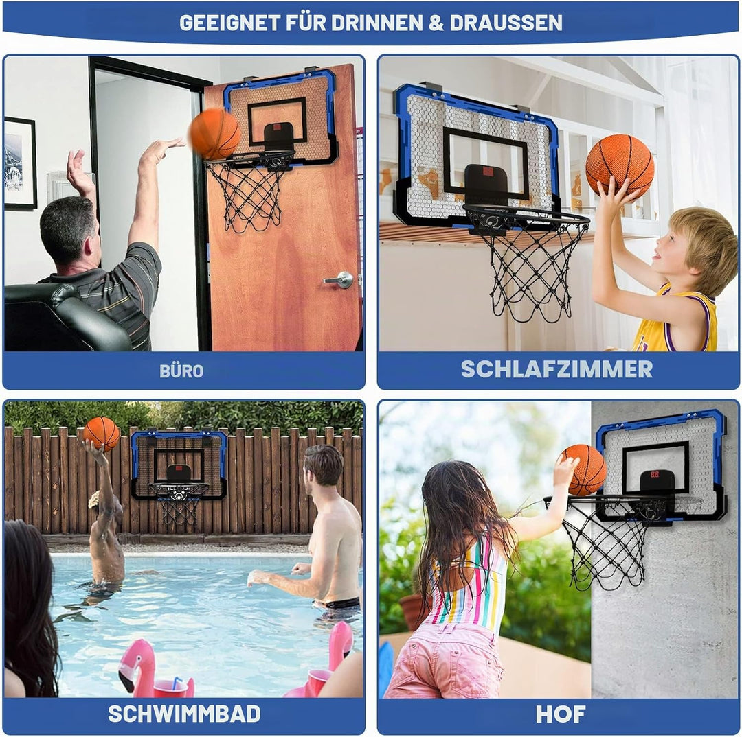 QDRAGON Mini Basketball Hoop for Door, Indoor Basketball Hoop for Bedroom, with 3 Balls/Inflator/Bre