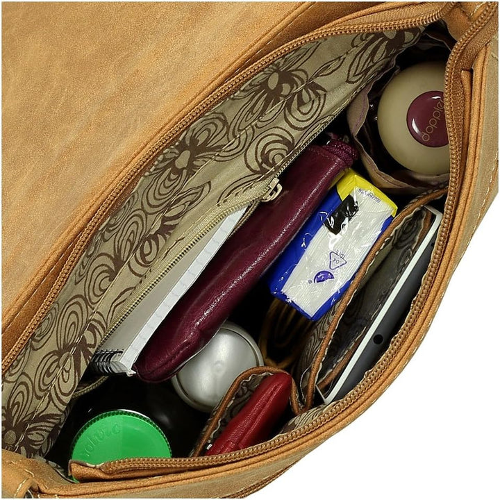 Ledershop24 Geschenkset - Handtasche Schultertasche Umhängetasche Wildleder-Imitat Used Look mit Rie
