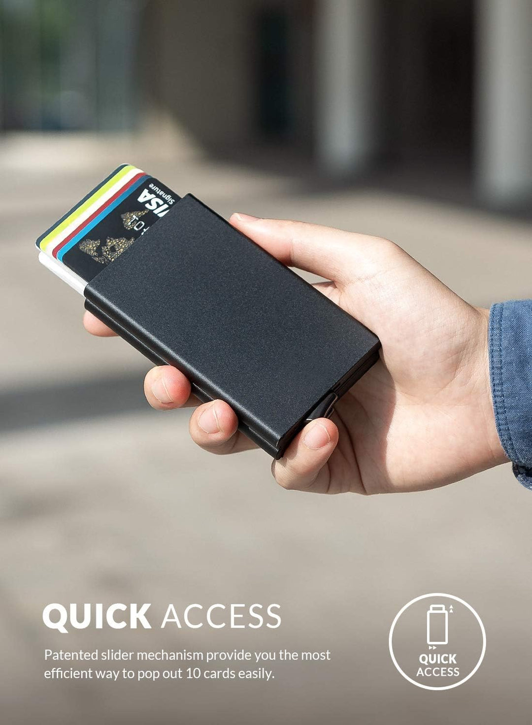 VULKIT Kartenetui Metall mit RFID NFC Schutz Karten Geldbörse Herren Geldbeutel Doppelt Karten Etui