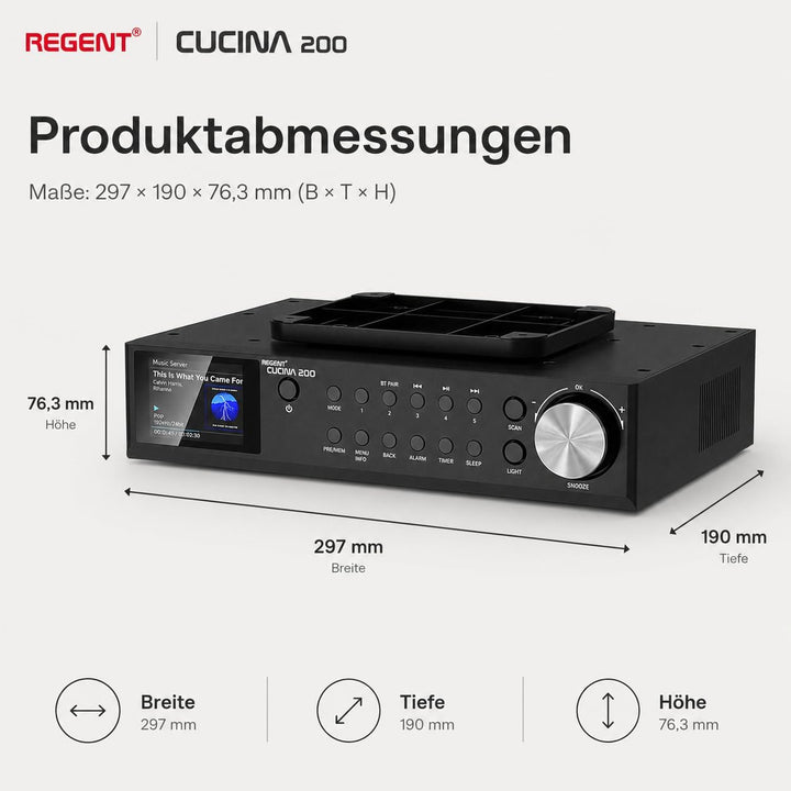 Regent Cucina 200 Küchenradio Unterbau Dab Radio mit Bluetooth FM/DAB+ Radio mit Led Leiste Küche, F
