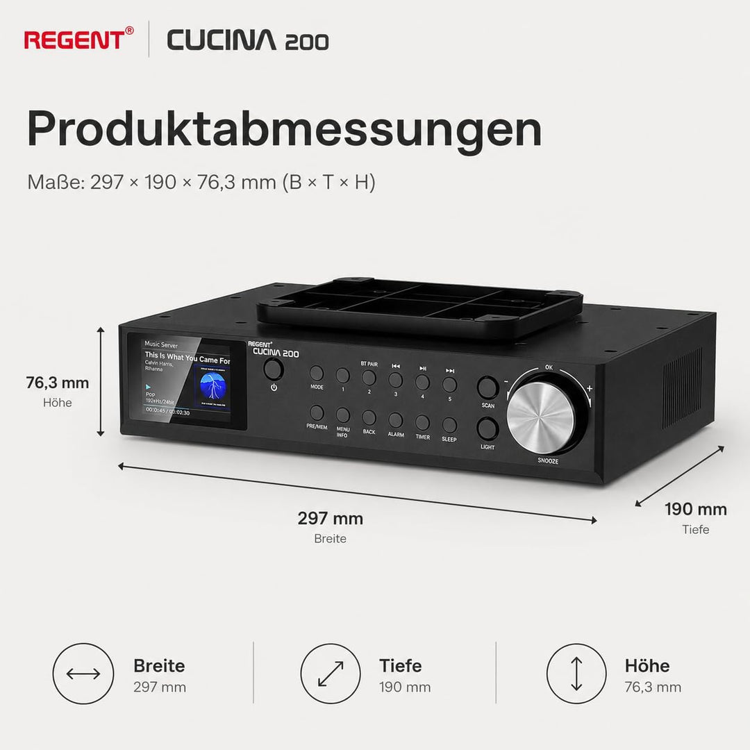 Regent Cucina 200 Küchenradio Unterbau Dab Radio mit Bluetooth FM/DAB+ Radio mit Led Leiste Küche, F