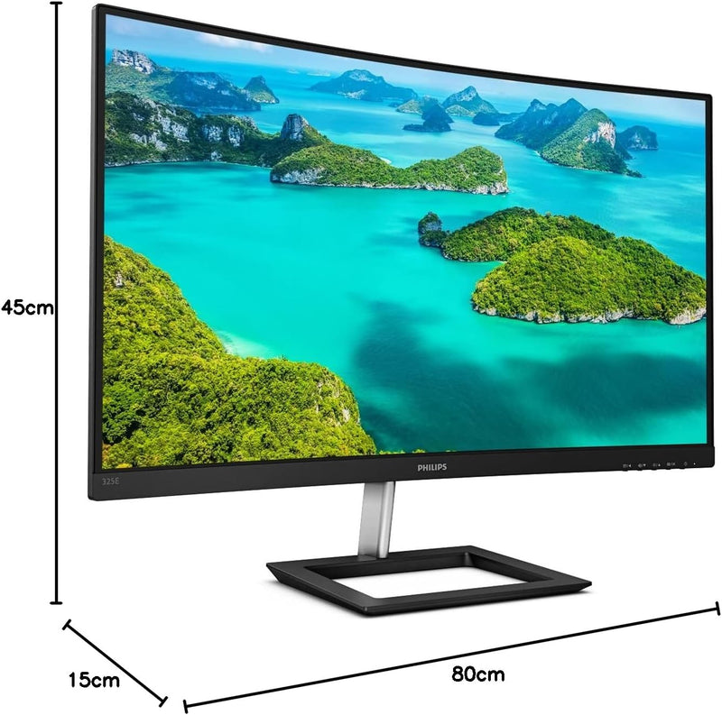 Philips 325E1C - 32 Zoll QHD Curved Gaming Monitor, 75 Hz, 4ms, FreeSync (2560x1440, VGA, HDMI, Disp