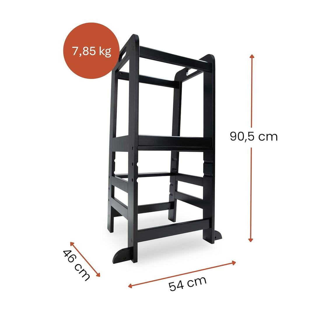 hauck Learn N Explore, Schwarz - Lernturm für KInder aus FSC® Zertifiziertes Buchenholz, Höhenverste