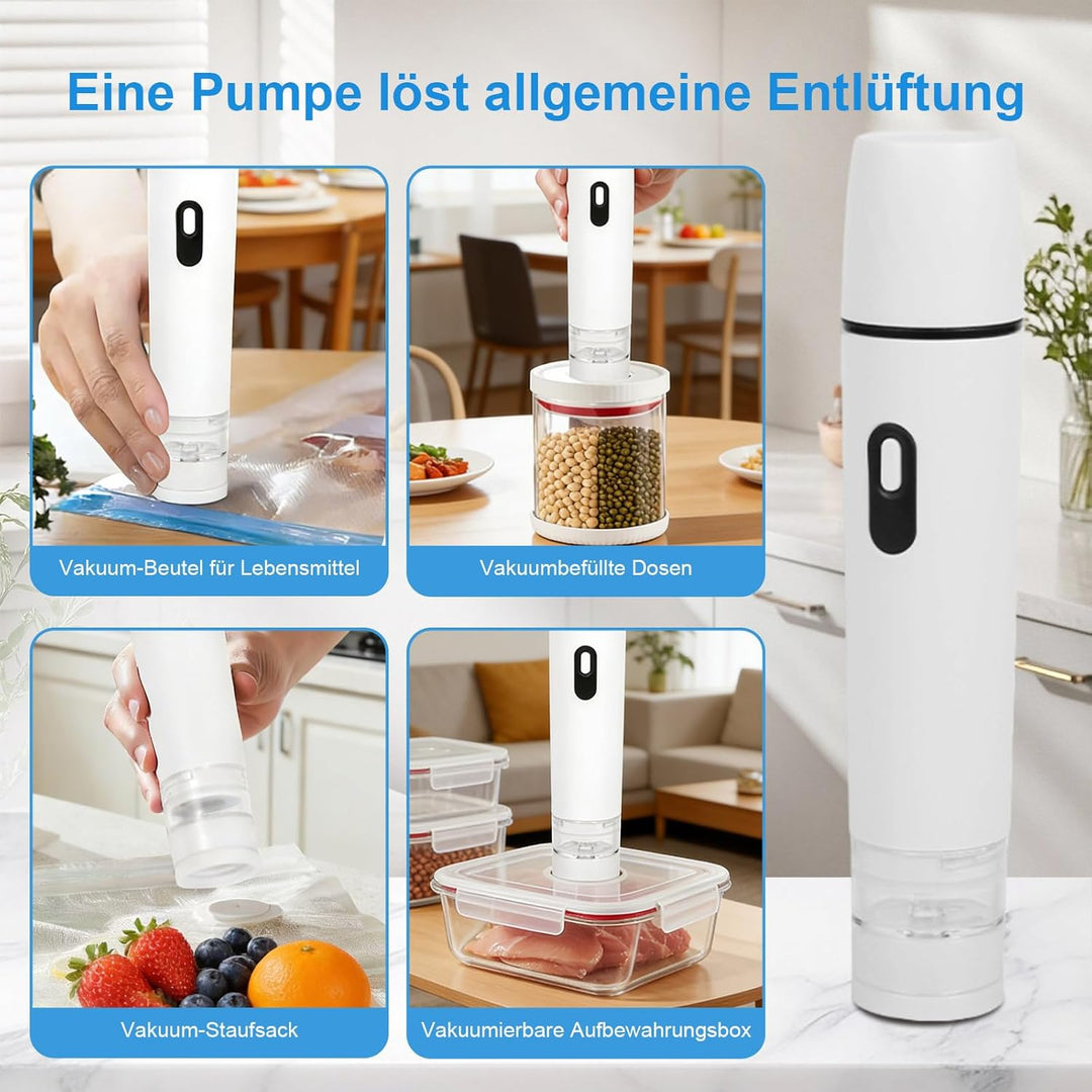 Vakuumiergerät Klein, Handvakuumierer mit 60 kPa Saugkraft, Kompaktes Folienschweissgerät für Lebens
