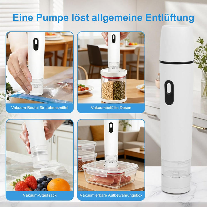 Vakuumiergerät Klein, Handvakuumierer mit 60 kPa Saugkraft, Kompaktes Folienschweissgerät für Lebens