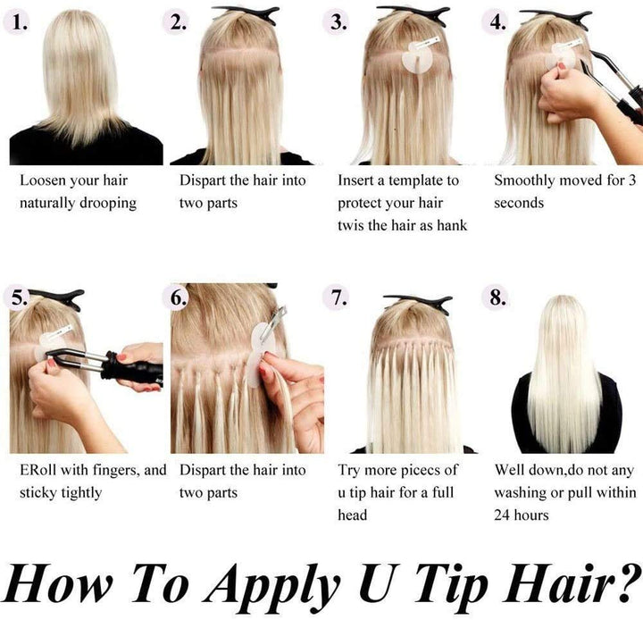 SEGO Extensions Echthaar Bondings Keratin U-Tip Remy Human Hair Haarverlängerung 50 Strähnen Natursc