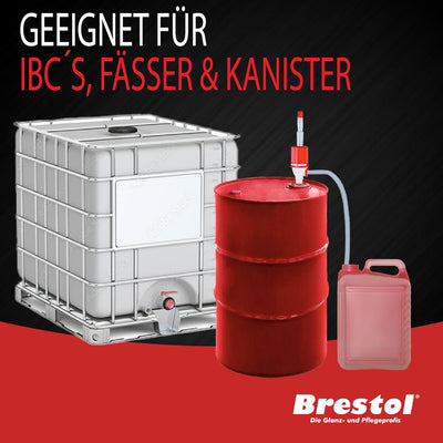 Brestol Benzinpumpe, Handpumpe, Fasspumpe säurefest mit 210L Fass Adapter für Benzin, Motoröl, Wasse