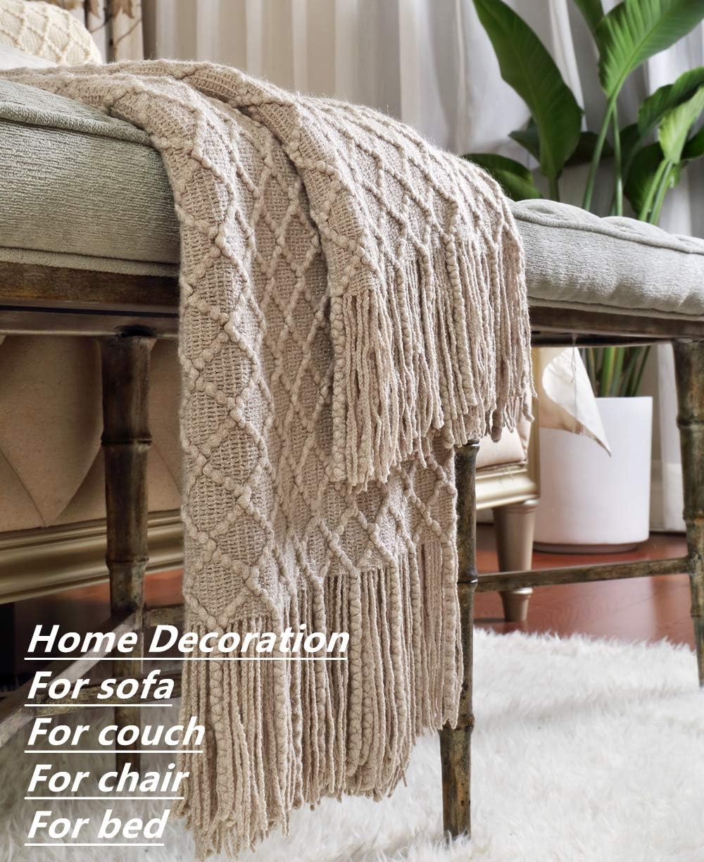 CREVENT Farmhouse Strickdecke für Couch, Sofa, Stuhl, Bett, Heimdekoration, weich, warm, gemütlich,