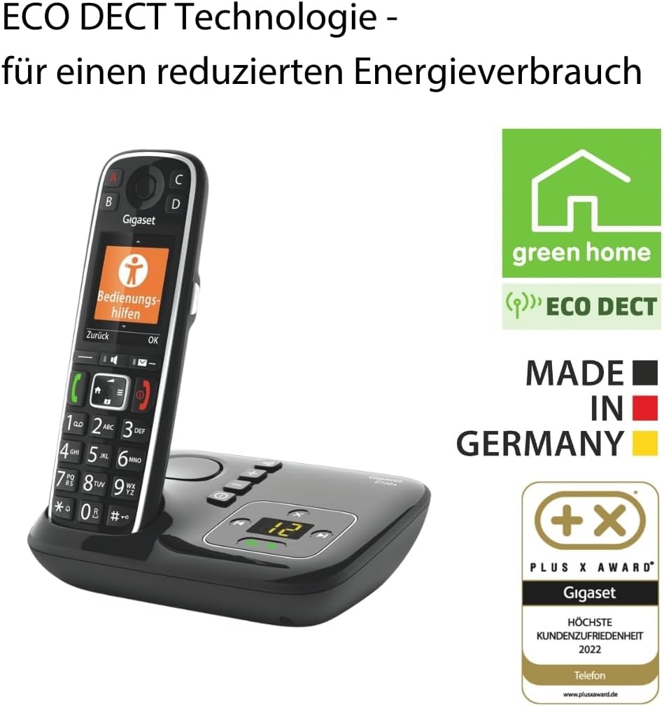 Gigaset E720A - Schnurloses Premium Senioren DECT-Telefon mit Anrufbeantworter - sprechende Wähltast