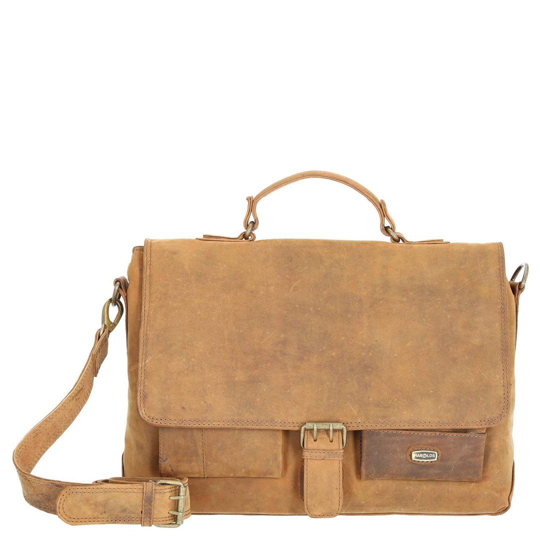 Harolds Antik Aktentasche mit Laptopfach 40 cm Natur