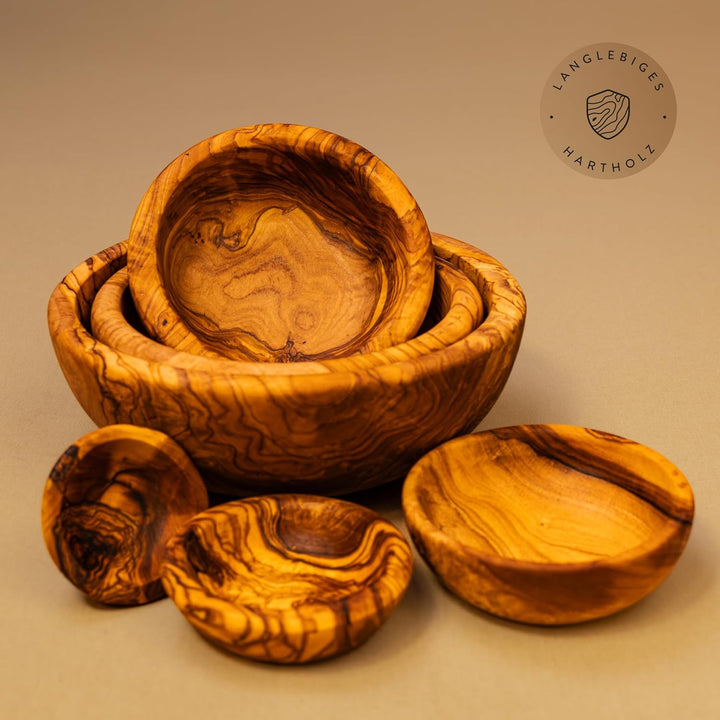 das Olivenholzbrett® / Olivenholz-Schalen Set 6-teilig/Holzschalen Set/Beilagenschalen Set/Multifunk