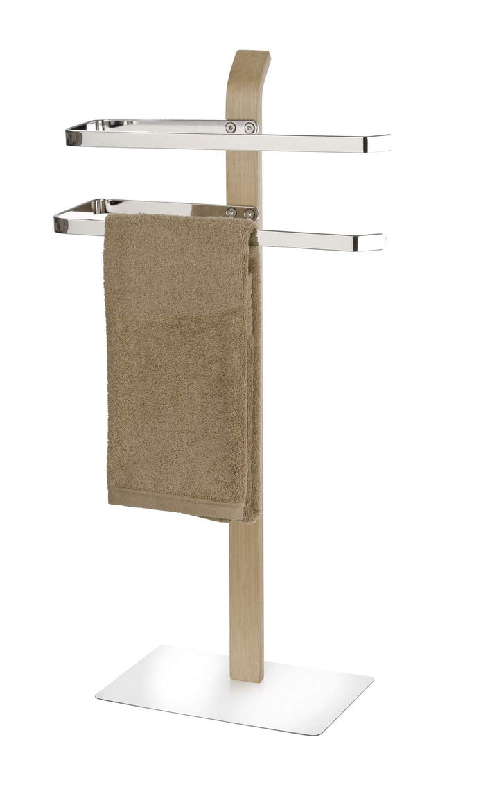 WENKO Handtuchhalter Samona Nature, moderner Ständer für Hand- und Badetücher, auch geeignet als Kle