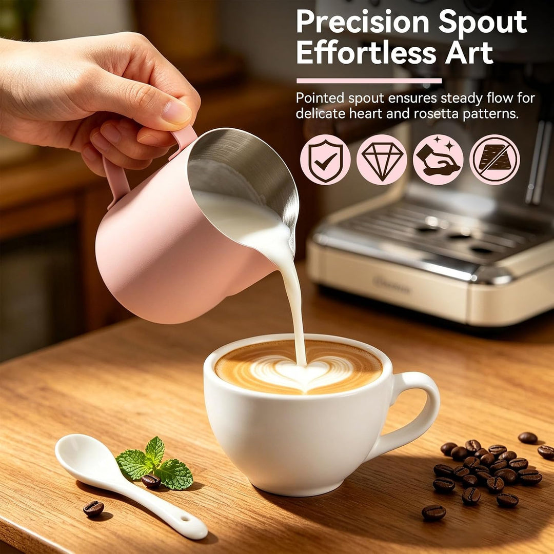 Milchkännchen Edelstahl 480ml, Milchaufschäumkrug Espresso Dampfkrug, Milchaufschäumbecher Milch Pit