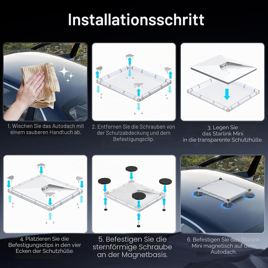 XLTTYWL Starlink Mini Magnetisch Autohalterung, Mini Starlink Zubehör Sonnendach Saugnapf mit schütz