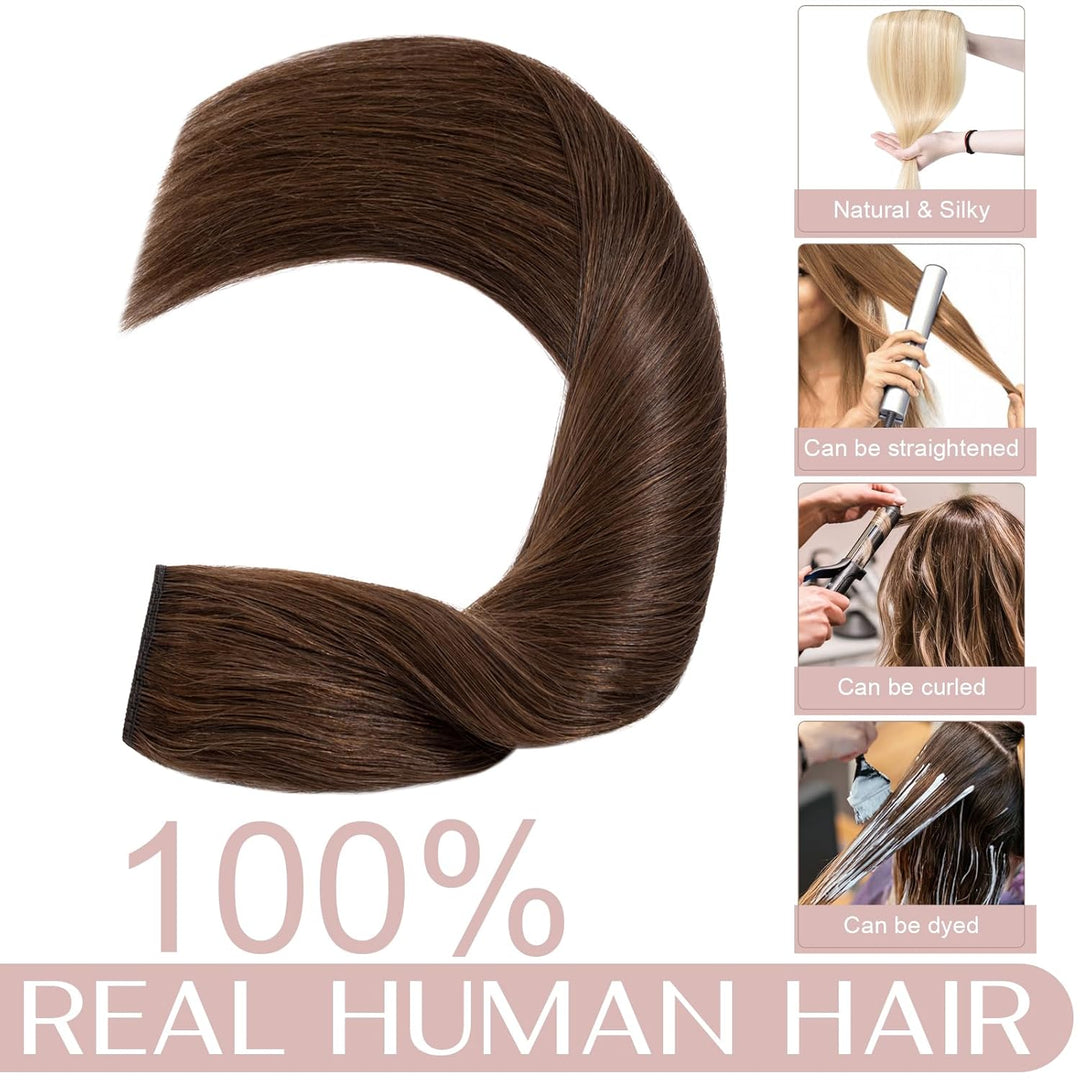 SEGO Extensions Echthaar Clip 1 Tresse Haarverlängerungen Remy 7A ein Teilig Set 5 Klips Haarteil 10