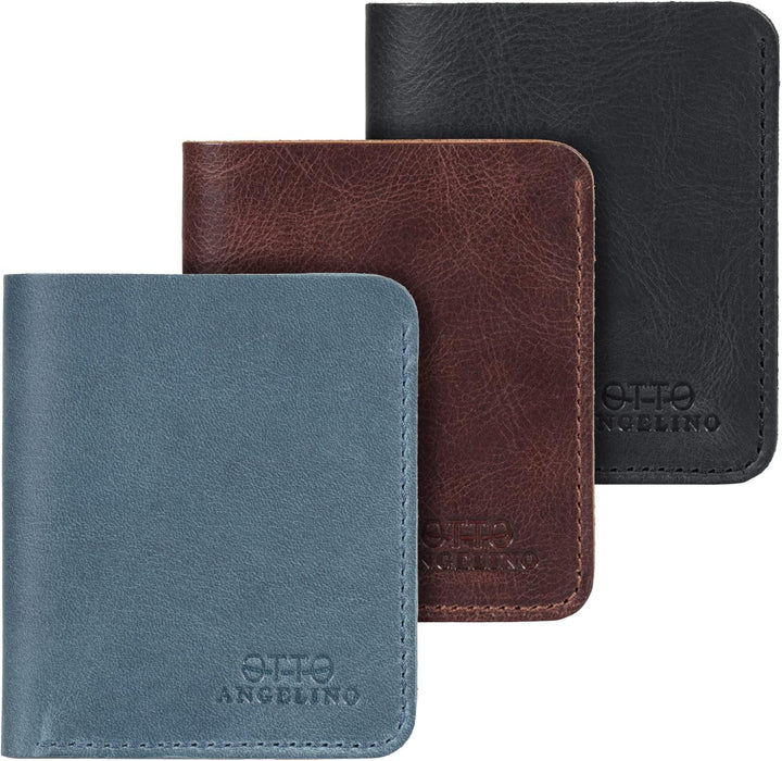 Otto Angelino Echtes Leder Ultra Slim Bifold Karte und Bargeld Geldbörse – Unisex Braun, Braun
