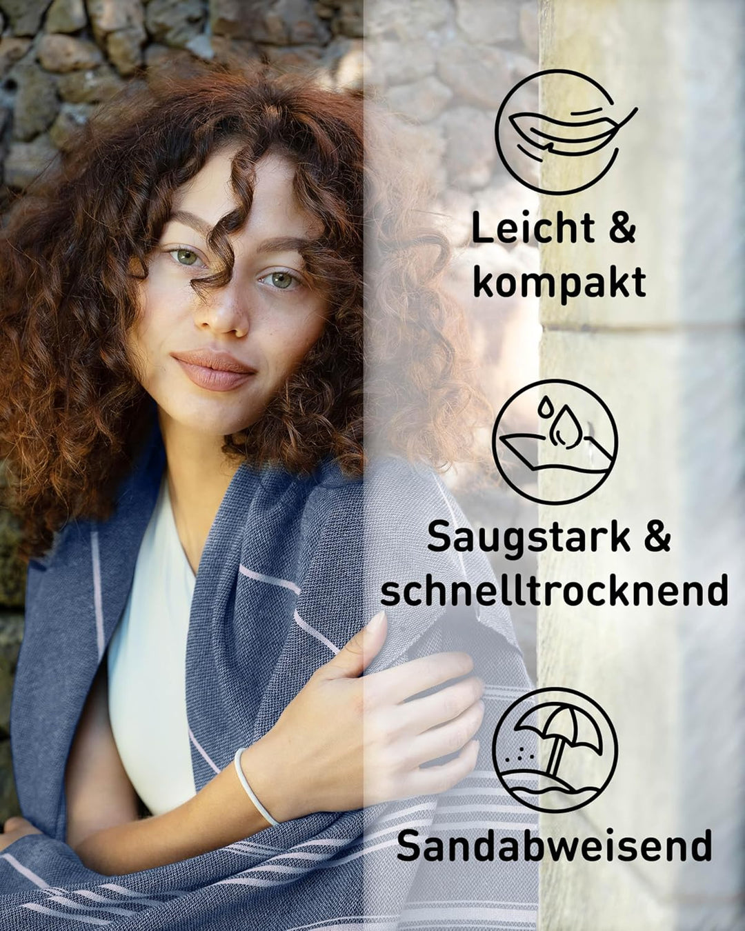 Fit-Flip Hamamtuch aus 100% Baumwolle – saugfähig und schnelltrocknend – türkisches Saunatuch, Stran