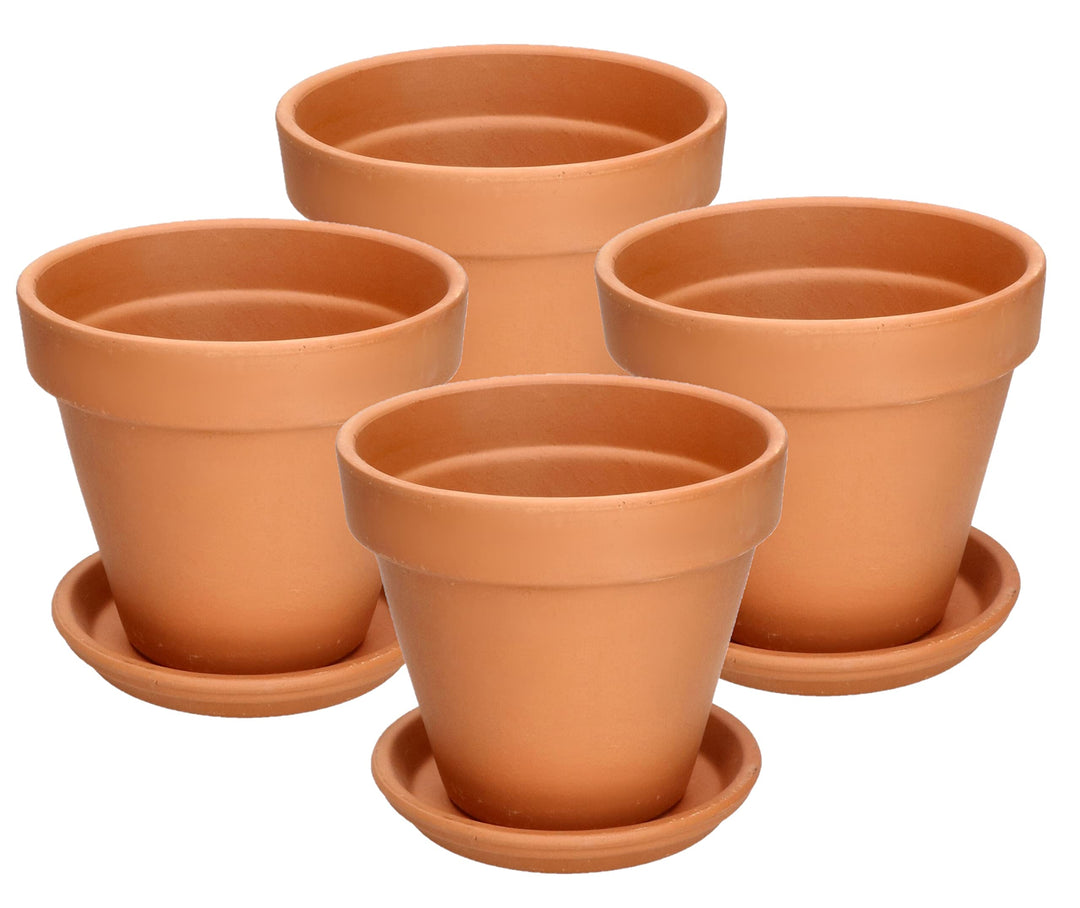 KOTARBAU® 4er Set Blumentopf Übertopf aus Terrakotta ⌀ 11 cm für Innenräume und Gärten Terrakotta 11