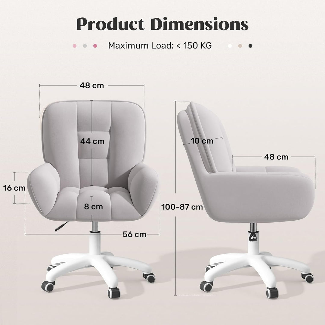 Homeoffice & Schminkstuhl 2-in-1 Ergonomischer Samt Drehstuhl 360°, Höhenverstellbar für Arbeitszimm