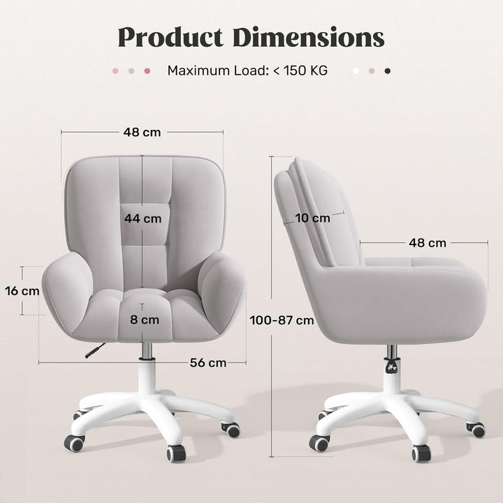 Homeoffice & Schminkstuhl 2-in-1 Ergonomischer Samt Drehstuhl 360°, Höhenverstellbar für Arbeitszimm