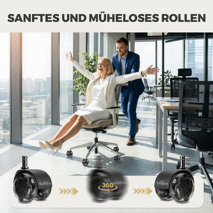 Sytopia Bürostuhl Rollen 10mm x 22 mm, Nur kompatibel mit 1KEA Stuhl (Nicht für 11mm stuhlrollen), 5