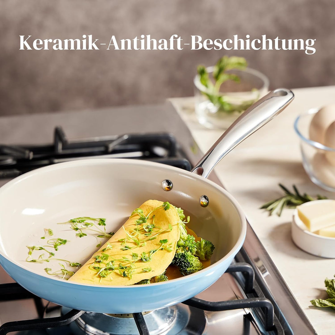Redchef Keramik Pfanne 28cm, Antihaft Keramikbeschichtung Bratpfannen mit Edelstahlgriff, PTFE-frei