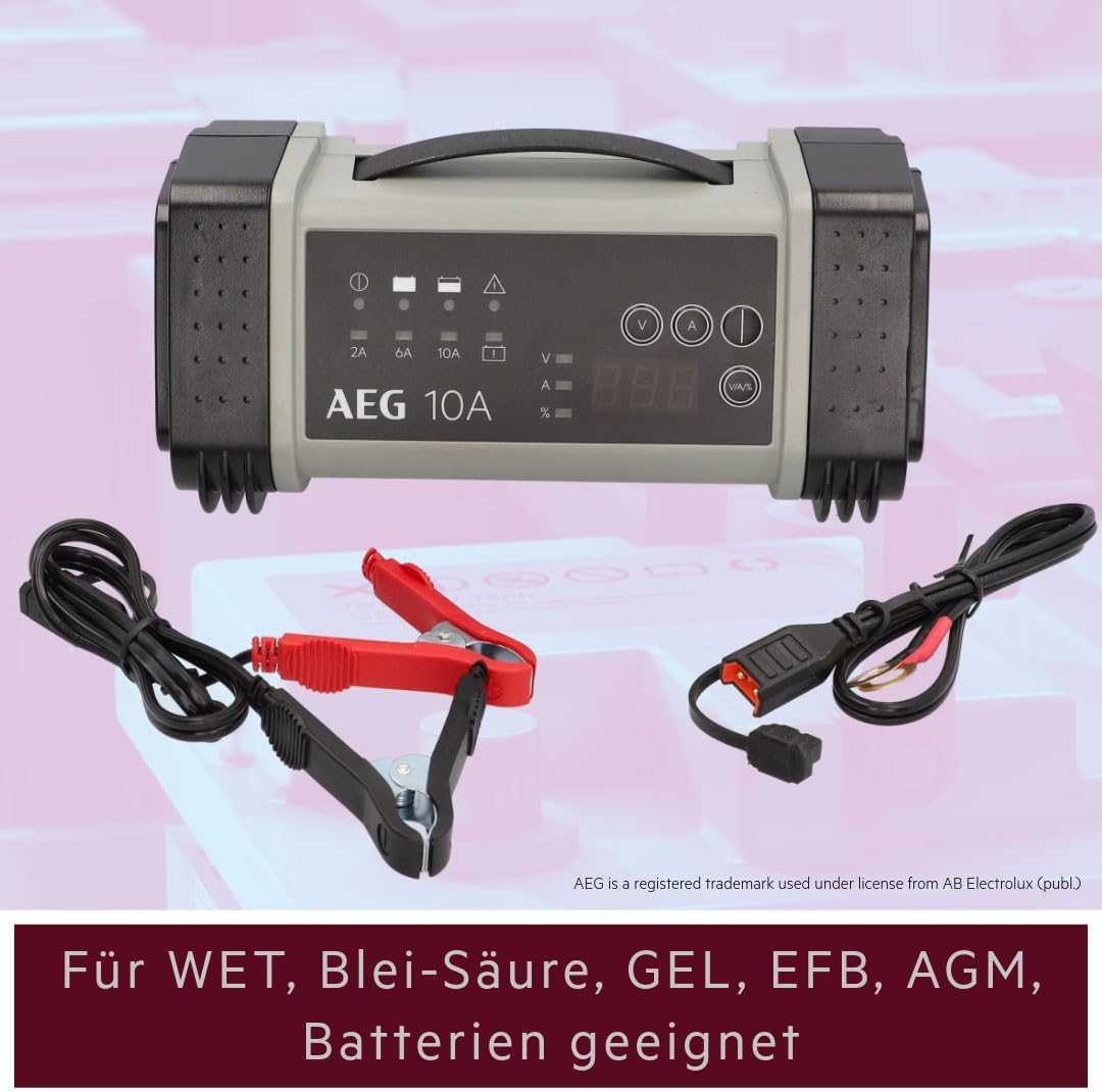 AEG Automotive 97024 Mikroprozessor-Ladegerät LT 10 Ampere für 12 und 24 V Batterien, 9-stufig 10 Am